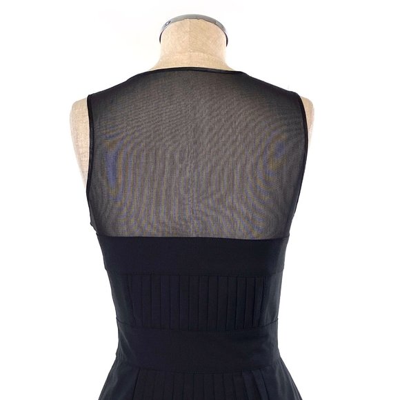 BEBE Black Wool Pleated Mesh Cocktail Dress #AZ4 - Picture 5 of 11